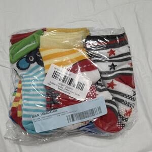 Cartoon Grip Crew Socks Multicolor Striped Airplane Cars 3T Toddler Unisex